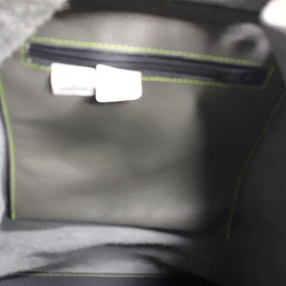 Green Leather Contrast Stitching Backpack Made in Romania Boho Utility - Picture 12 of 13